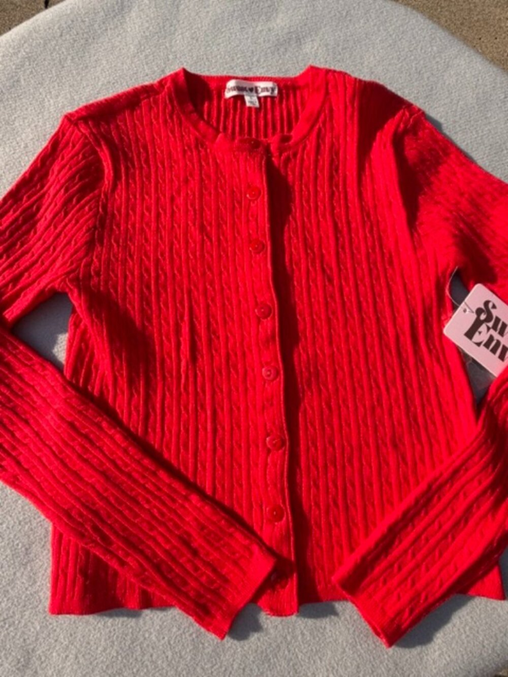 Sweet Envy cable-knit red cardigan - size Small Women cardigan RED size Small